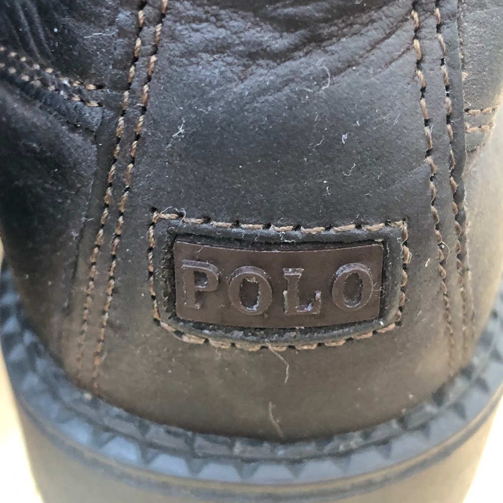 Polo Ralph Lauren Ranger Hi II Polo Bear Boots Boys 1 US Brown Leather Buckle - Picture 10 of 16